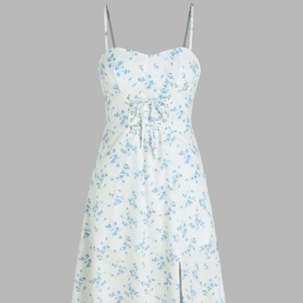 Floral Knotted Slit Midi Dress